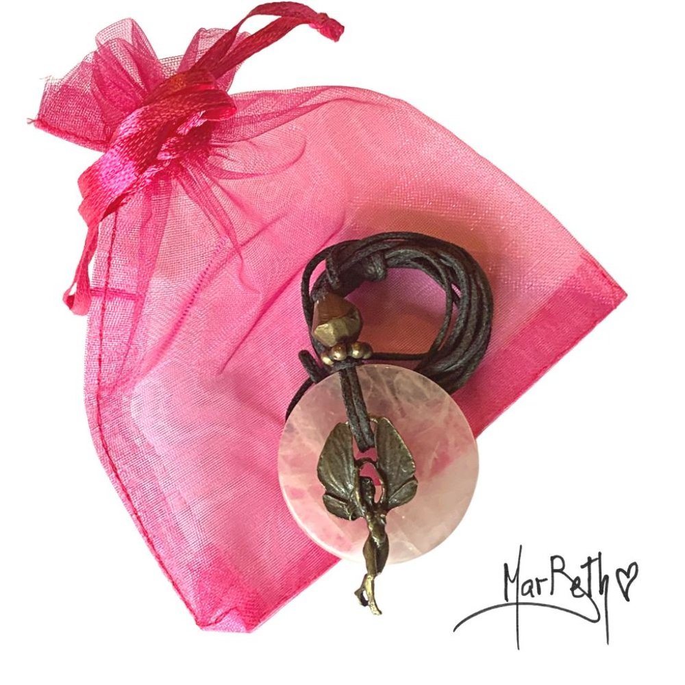 Fantasy Faerie and Rose Quartz Necklace - Adjustable Length Cord - NWOT